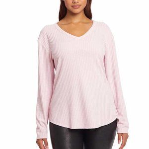 NWoT Chaser Women's Long Sleeve Waffle Knit Thermal Top Pink Size L $60 Z999